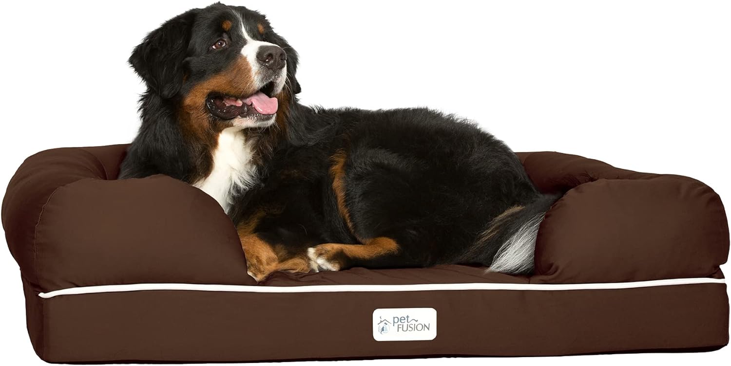 PetFusion Ultimate Dog Bed, Orthopedic Memory Foam, Multiple Sizes/Colors, Medium Firmness Pillow, Waterproof Liner, YKK Zippers, Breathable 35% Cotton Cover,1yr. Warranty,Brown, X-Large (44x34")