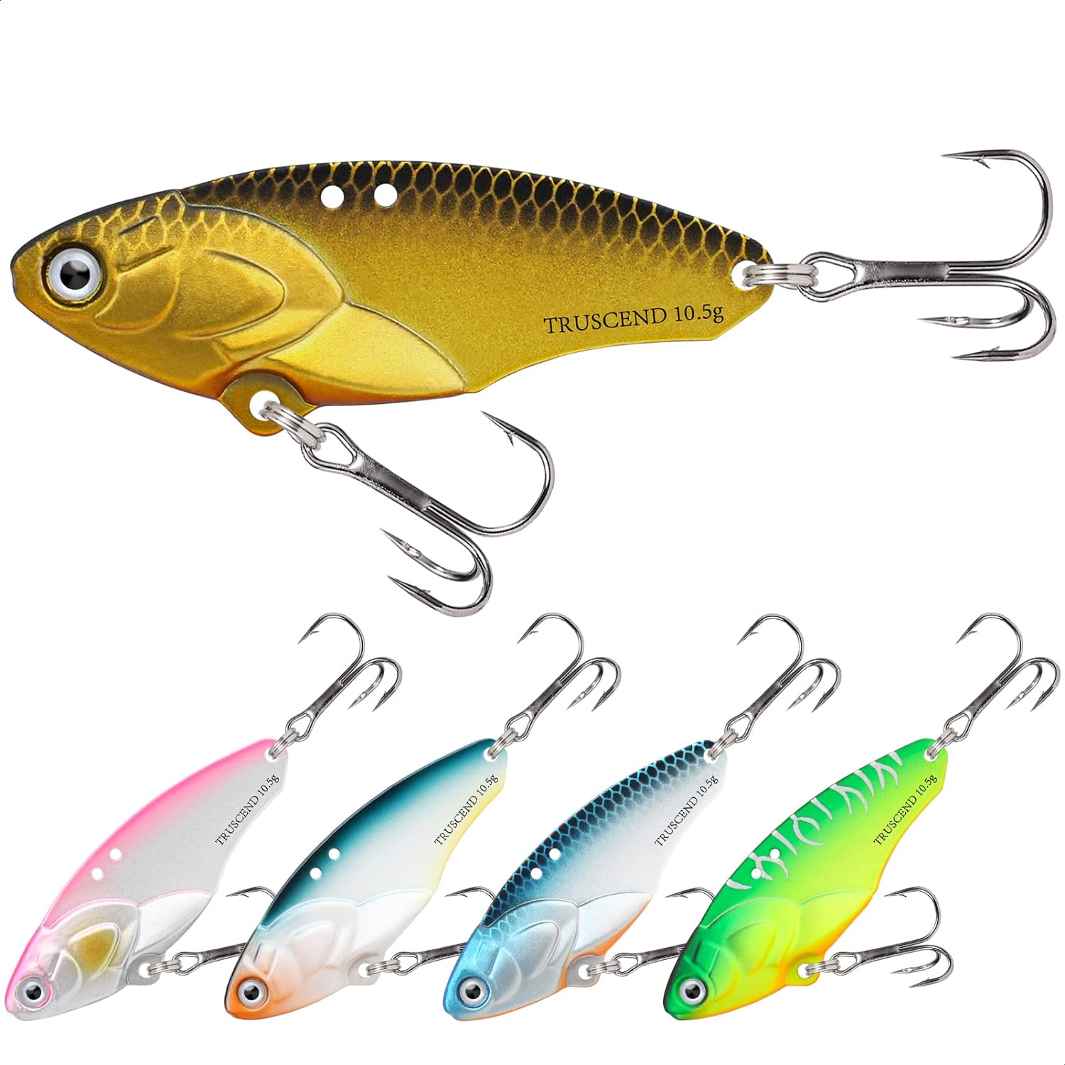 TRUSCEND Two-Way Spinning Spoons System Fishing Spinners for Jigging, Well-Made Rooster Tail Fishing Lures with Flash Copper Body and Blade, Freshwater Crappie Jigs, Blade Bait for Bass Walleye Trout