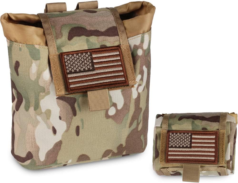 WYNEX Molle Dump Pouch Tactical, Mag Dump Pouch Foldable Magazine Recovery Pouches Roll-Up Magazine Garbage Bag Drawstring Included U.S.A Flag Patch