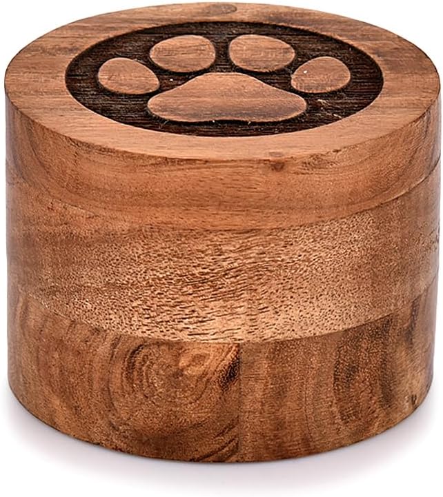 Acacia Wood Decorative Urns Funeral Cremation Urn for Ashes for Dogs, Pet Urns for Cats (3.5 x 3.5 x 2.5)