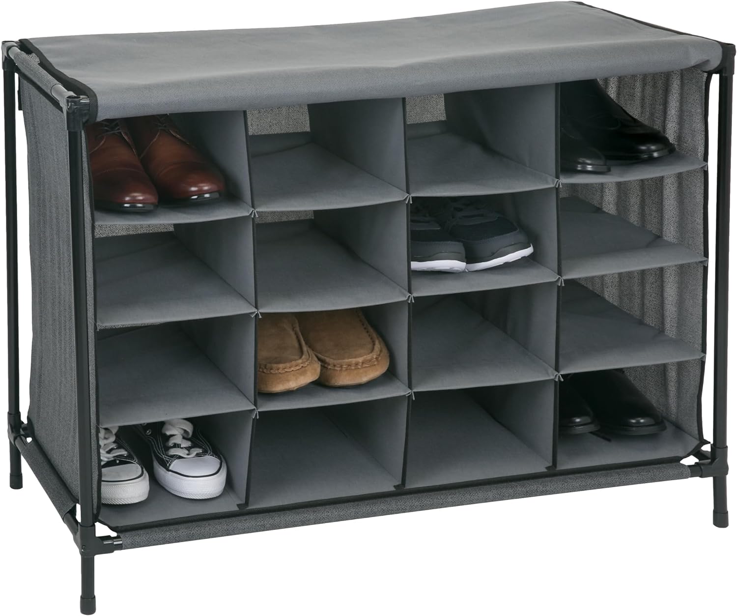 Simplify Shoe Cubby, 16 Compartment, Grey (23200-GREY)