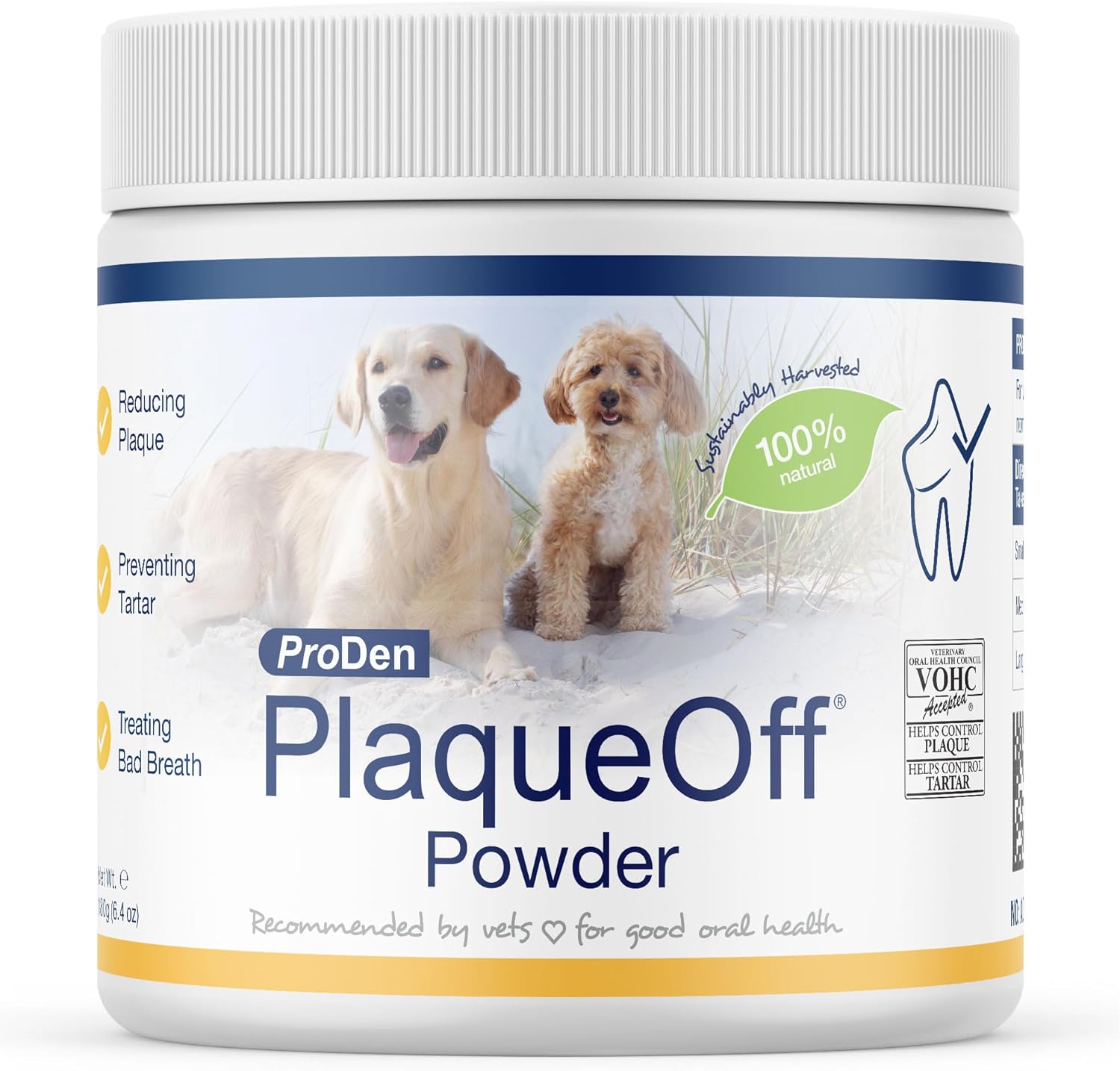 ProDen PlaqueOff Powder Supports Normal, Healthy Teeth, Gums, and Breath Odor in Pets 180 g