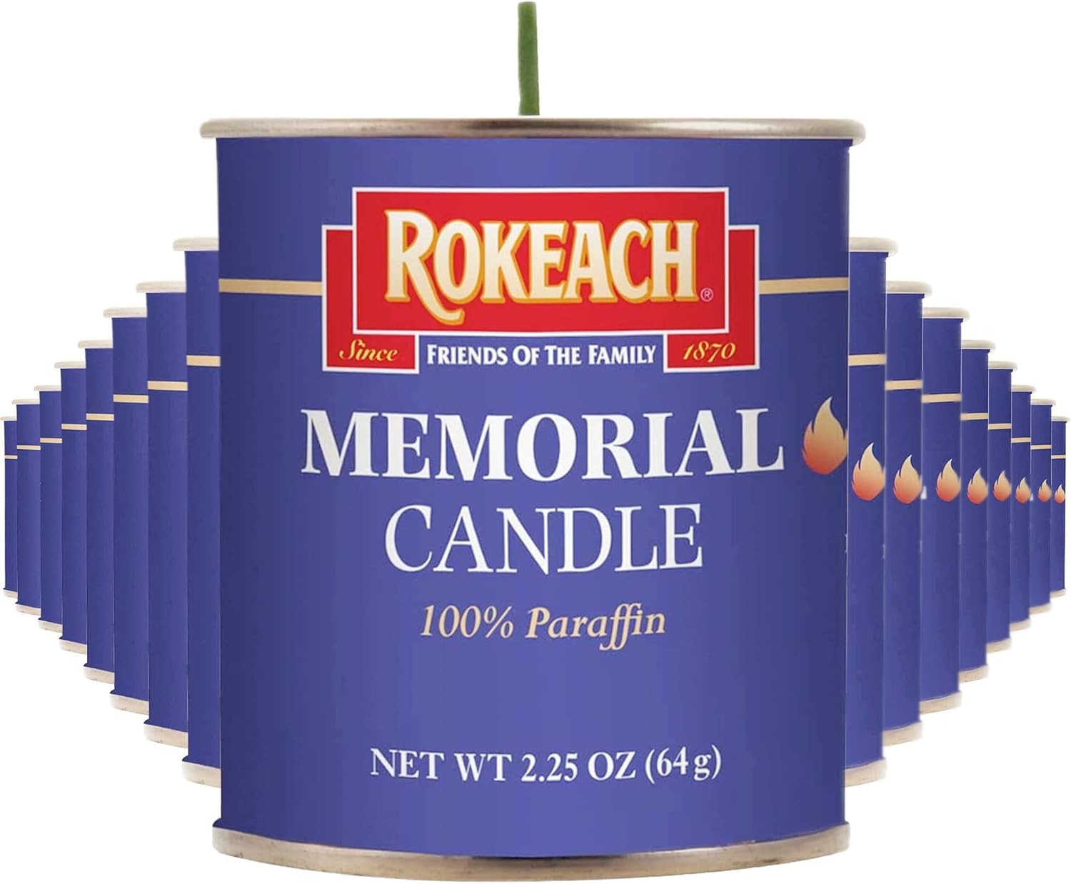 Rokeach 24 Hour Yahrzeit Memorial Tin Candles (48 Count) One Day Tumbler Candles for Yizkor, Yom Kippur, Holidays, Funeral & Neshama Licht | Made from 100% Paraffin Wax