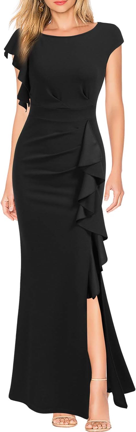 WOOSEA Women' Split Bodycon Mermaid Evening Cocktail Long Dress