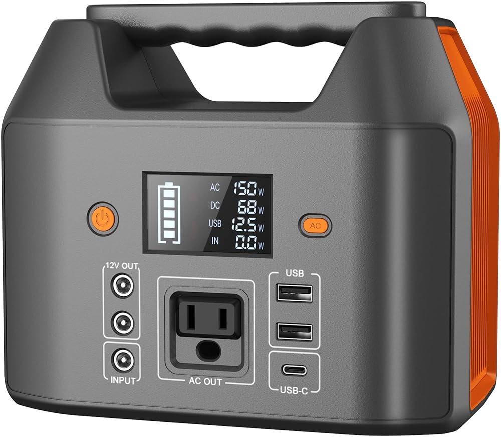 EnginStar Portable Power Station 150W is a very impressive power station.  I got it as a gift 2 years ago and it has held up very well.. The best thing I love about it is the charge doesnt bleed off over time.  You can charge it and forget it til you need it..