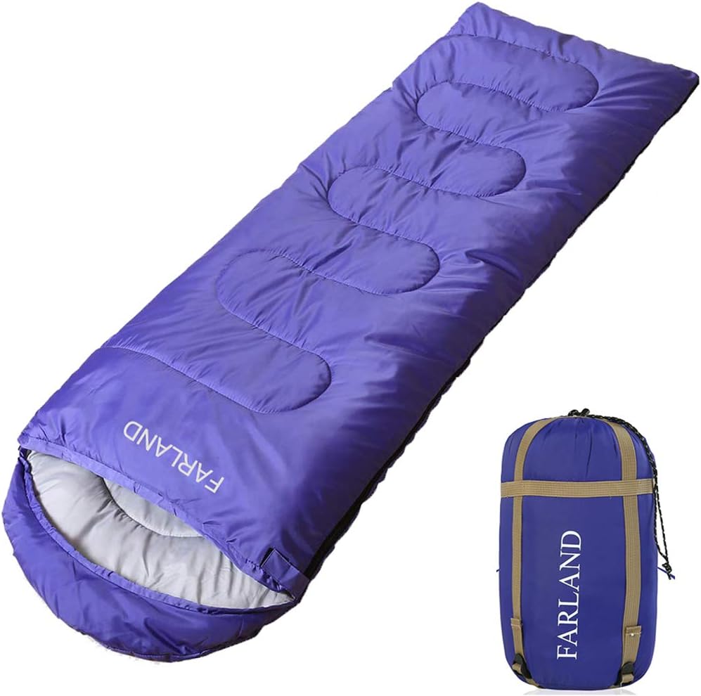 FARLAND Sleeping Bags 20 for Adults Teens Kids with Compression Sack Portable and Lightweight for 3-4 Season Camping, Hiking,Waterproof, Backpacking and Outdoors