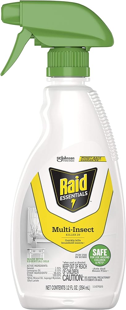 Raid Essentials Multi-Insect Killer Spray Bottle, Child &amp; Pet Safe, for Indoor Use, 12 oz