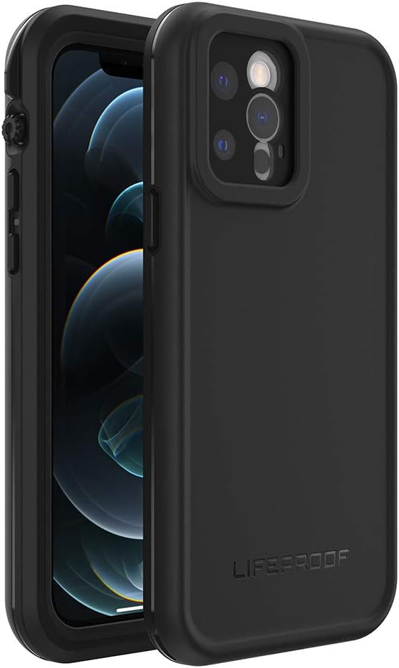 LifeProof iPhone 12 Pro FR Series Case - BLACK, waterproof IP68, built-in screen protector, port cover protection, snaps to MagSafe