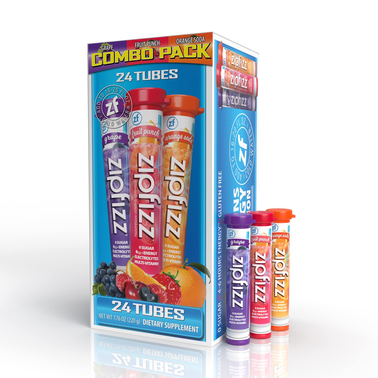 Zipfizz Energy Drink Mix, Electrolyte Hydration Powder with B12 and Multi Vitamin, Combo Pack (24 Pack)