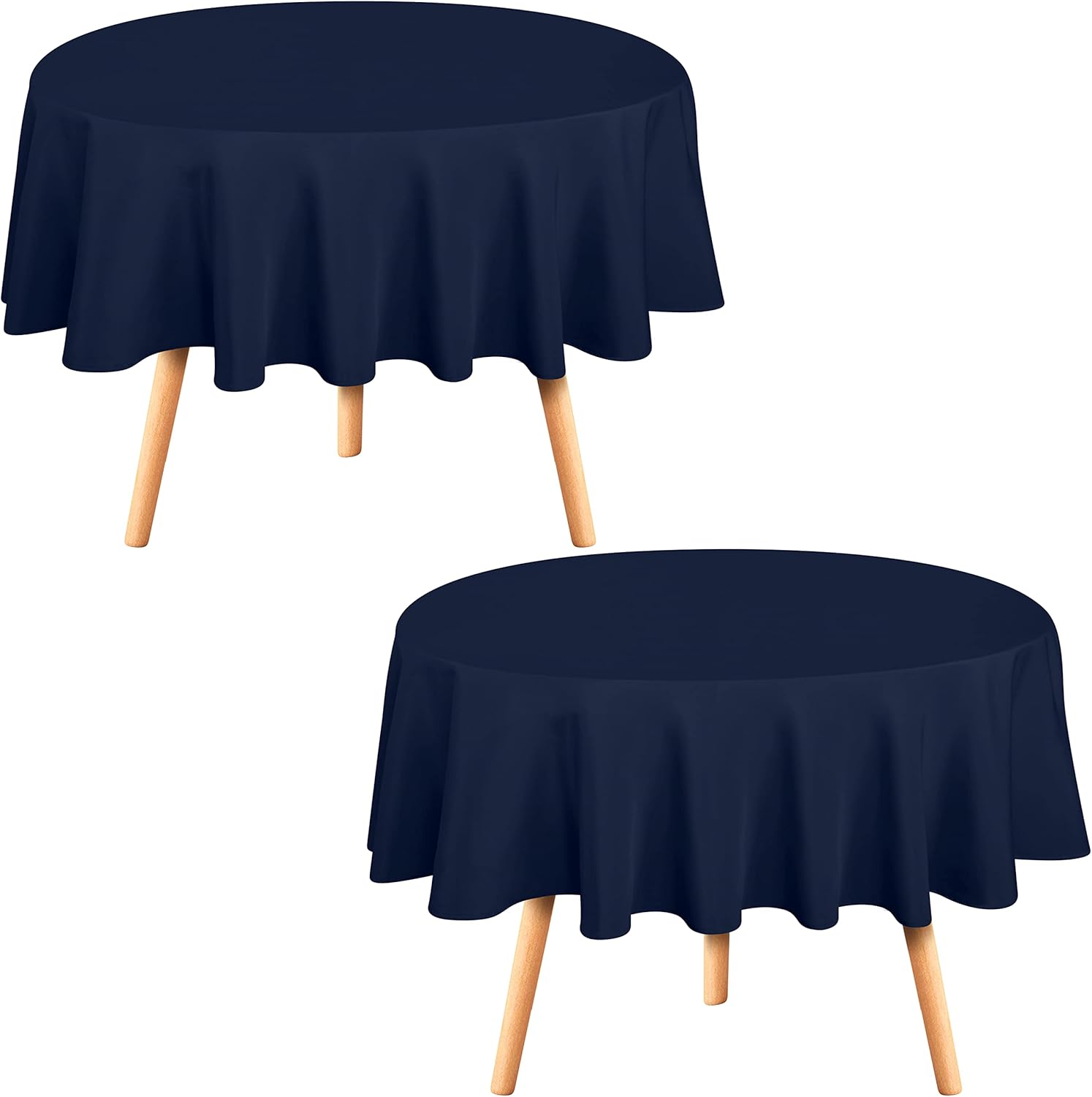 Utopia Kitchen Round Table Cloth 2 Pack [90 Inches, Navy] Tablecloth Machine Washable Fabric Polyester Table Cover for Dining, Buffet Parties, Picnic, Events, Weddings and Restaurants