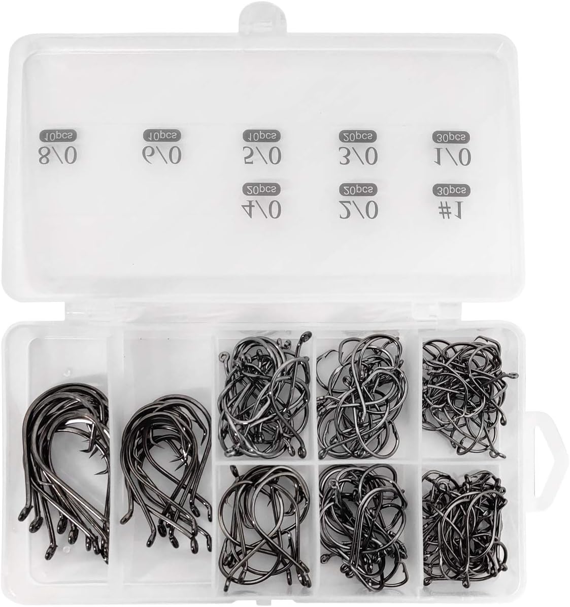 150PCS Circle Hooks, Strong High Carbon Steel Fresh and Saltwater Fishing Hooks, Variety of Different Sizes Circle Hook - Size:#1 1/0 2/0 3/0 4/0 5/0 6/0 8/0