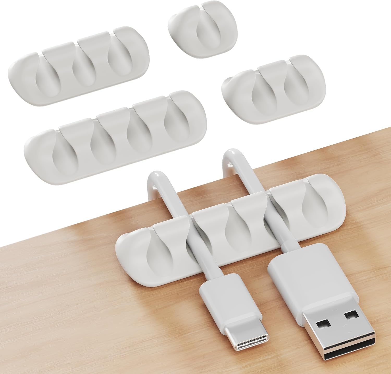 GLUIT Adhesive Desktop Cable Organizer Versatile Cord Holders Wire Clips and Cable Holder Cord Organizer for Desk Table Accessories Office Spaces New White 5 Pack