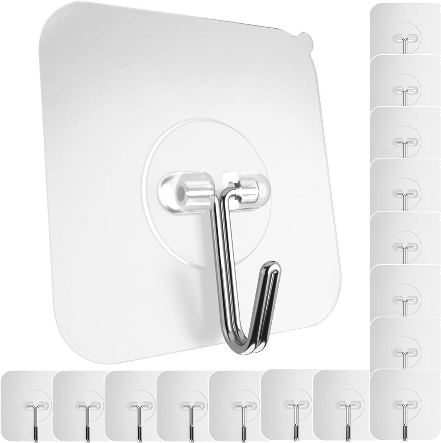 GLUIT Adhesive Hooks and Wall Hangers for Hanging Heavy Duty 22 lbs - Robe Towel Hooks, Waterproof Adhesive Wall Hooks for Home, Bathroom, Kitchen, Office, and Outdoor, 20 Pack