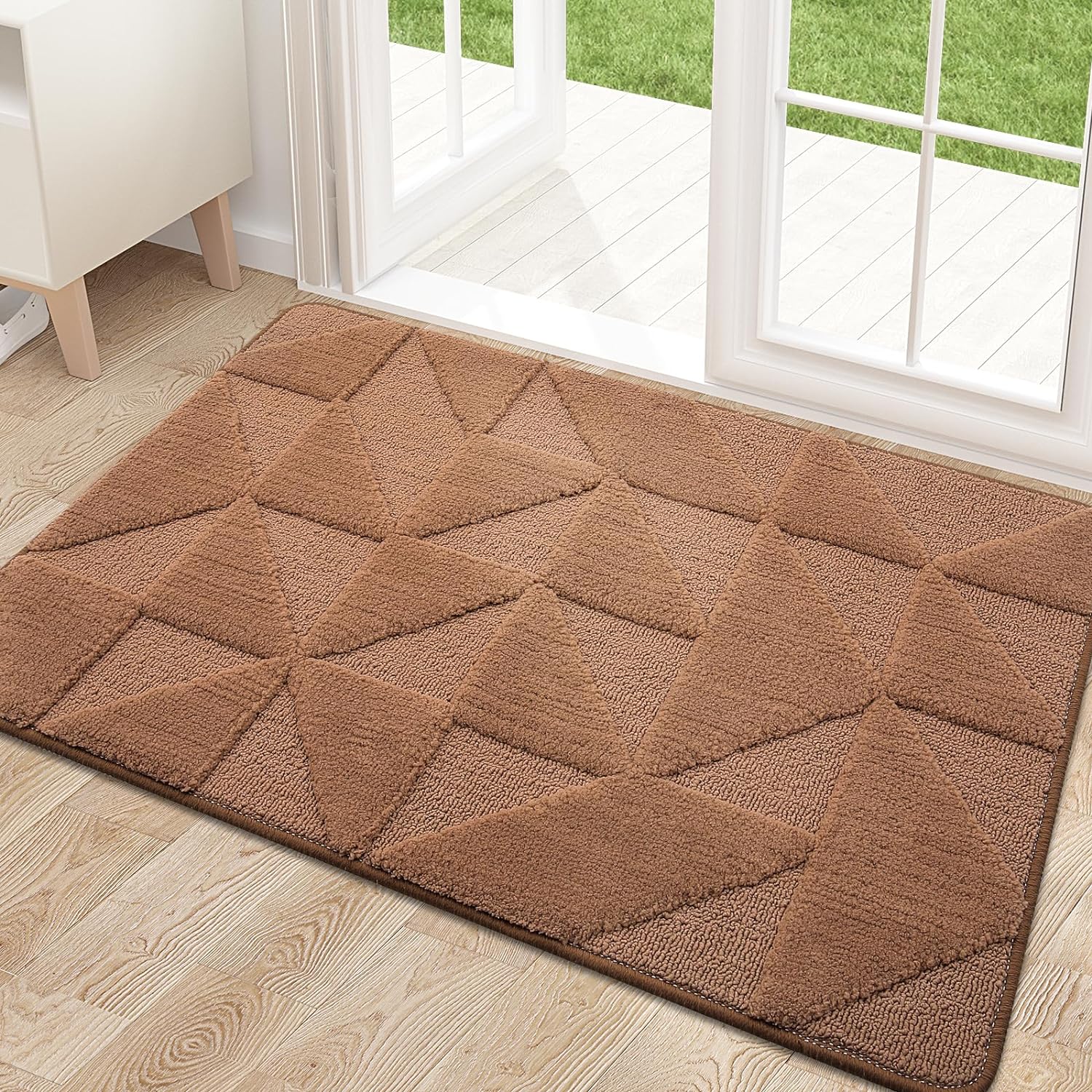 OLANLY Door Mats Indoor, Non-Slip, Absorbent, Dirt Resist, Entrance Washable Mat, Low-Profile Inside Entry Doormat for Entryway (30x17 inches, Brown)