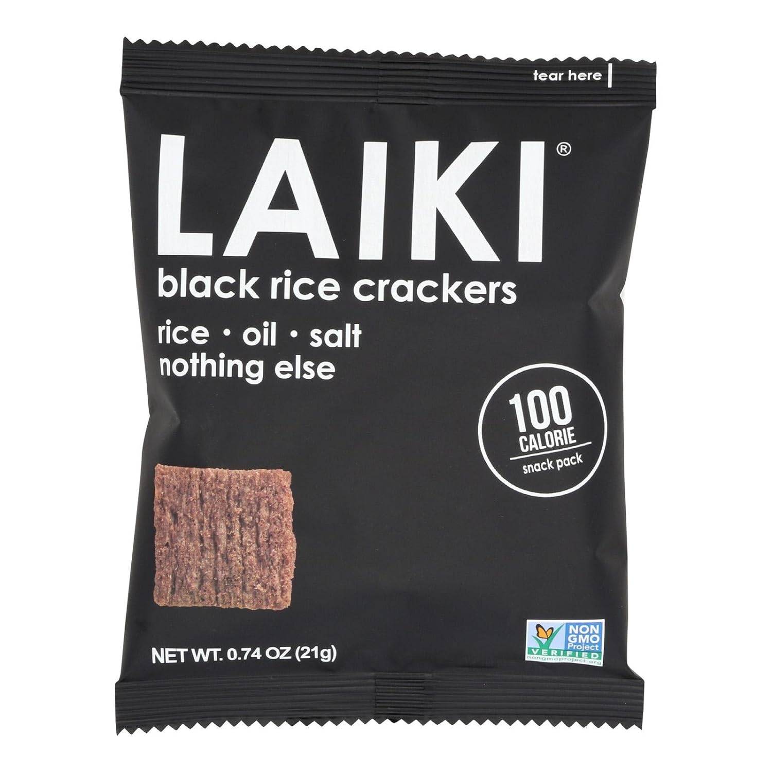 LAIKI Black Rice Crackers - Gluten Free Snacks - Deliciously Light and Airy Crunch - Allergen-Friendly, Vegan, Non-GMO Verified, FODMAP Friendly Rice Crackers Red Rice - 0.74 Ounce Bag (Pack of 12)