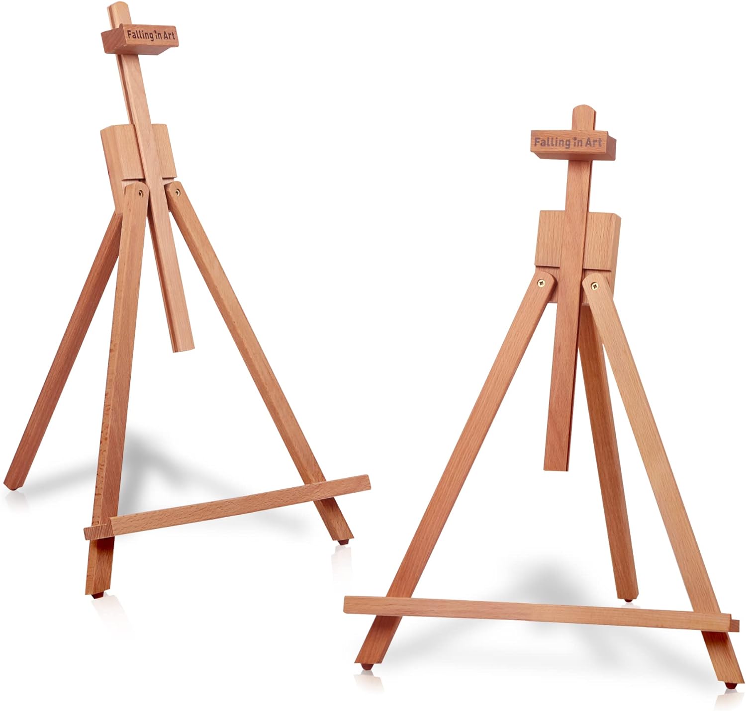 Falling in Art Beechwood 25 Tabletop Easel Display Stand Set for Painting- Holding Canvas Up to 22 1/2 Inches High, 2 Pack Artist A-Frame Tripod with Rubber Feet, Portable Photo and Sign Holder