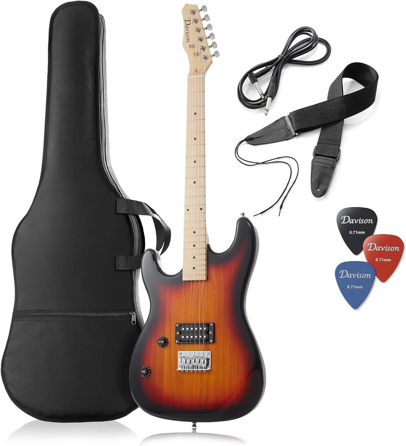 39 Full Size Electric Guitar in Sunburst - Left Handed Beginner Kit with Gig Bag and Accessories