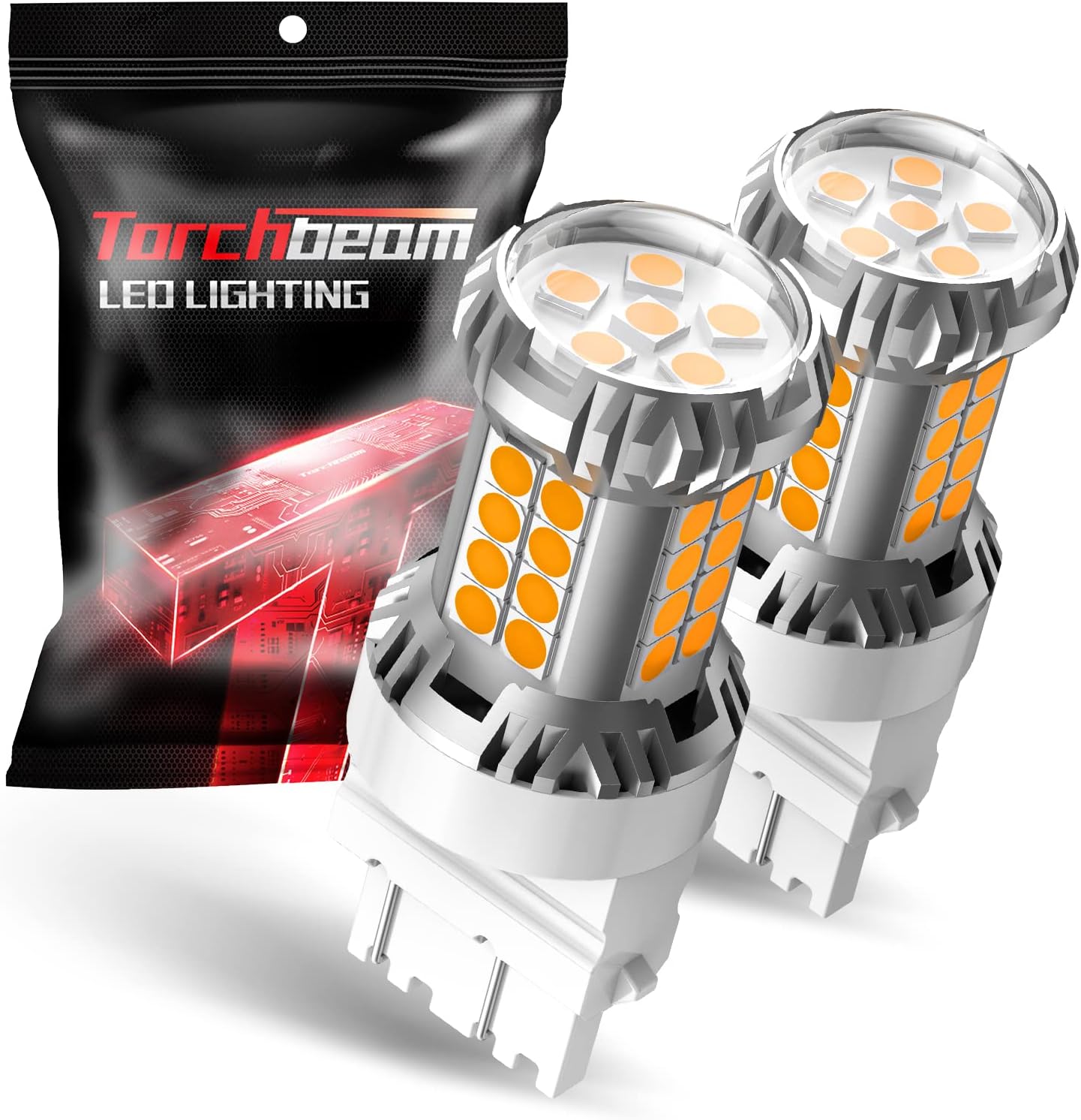 Torchbeam 3157 LED Bulbs Yellow with External Resistor for Turn Signal Lights, 600% Brighter 3156 3056 3356 3057 4157 3457 4156 with HD projector for Blinker Side Marker Parking Lights, 3030 38-SMD