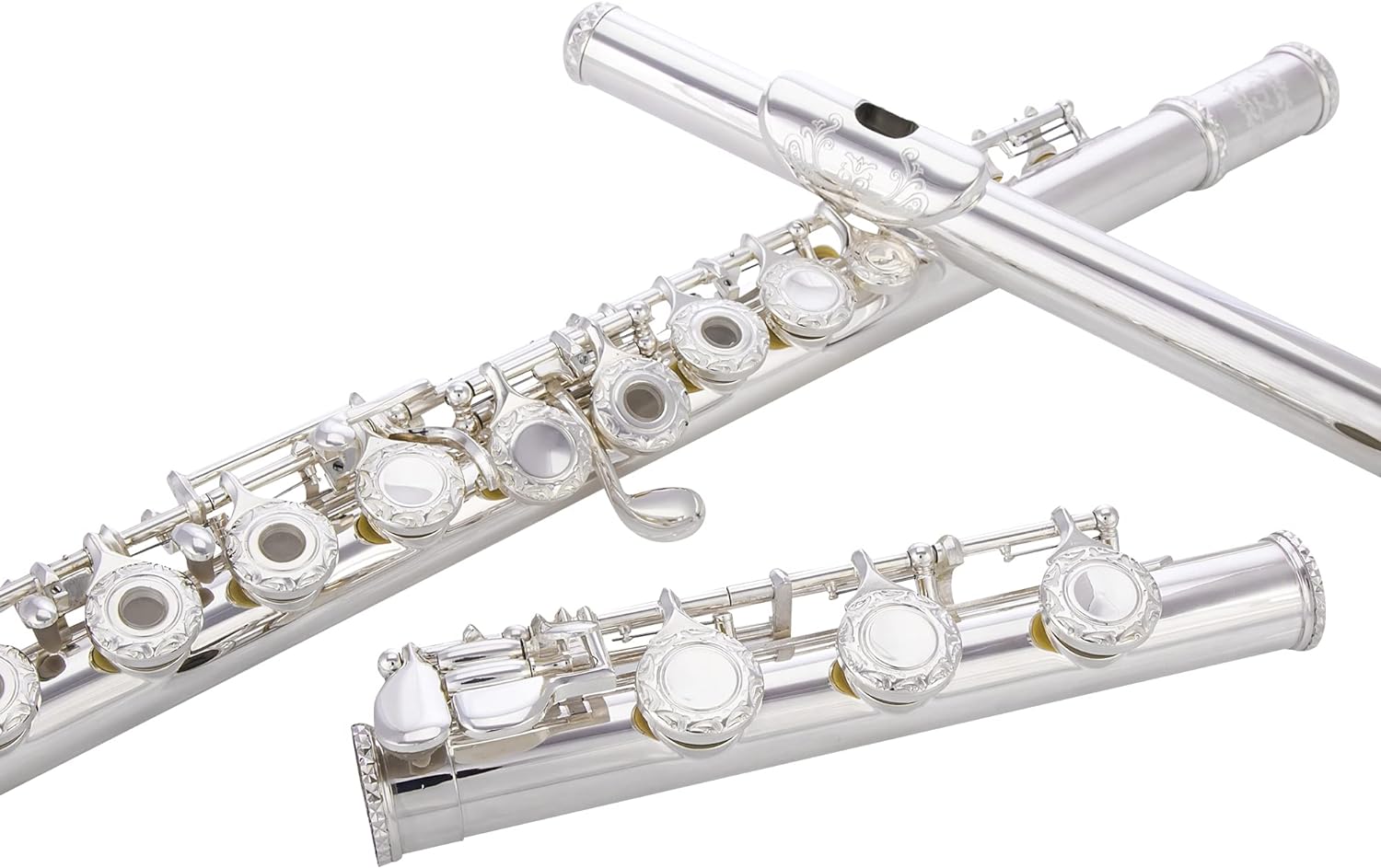 Glory Silver Plated Intermediate Open/Closed Hole C Flute with Case,Tuning Rod,Polish Cloth,Joint Grease,a pair of Gloves and screw driver