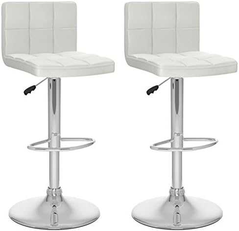 Home Square Adjustable Height BAR Table and Two White BAR STOOLS