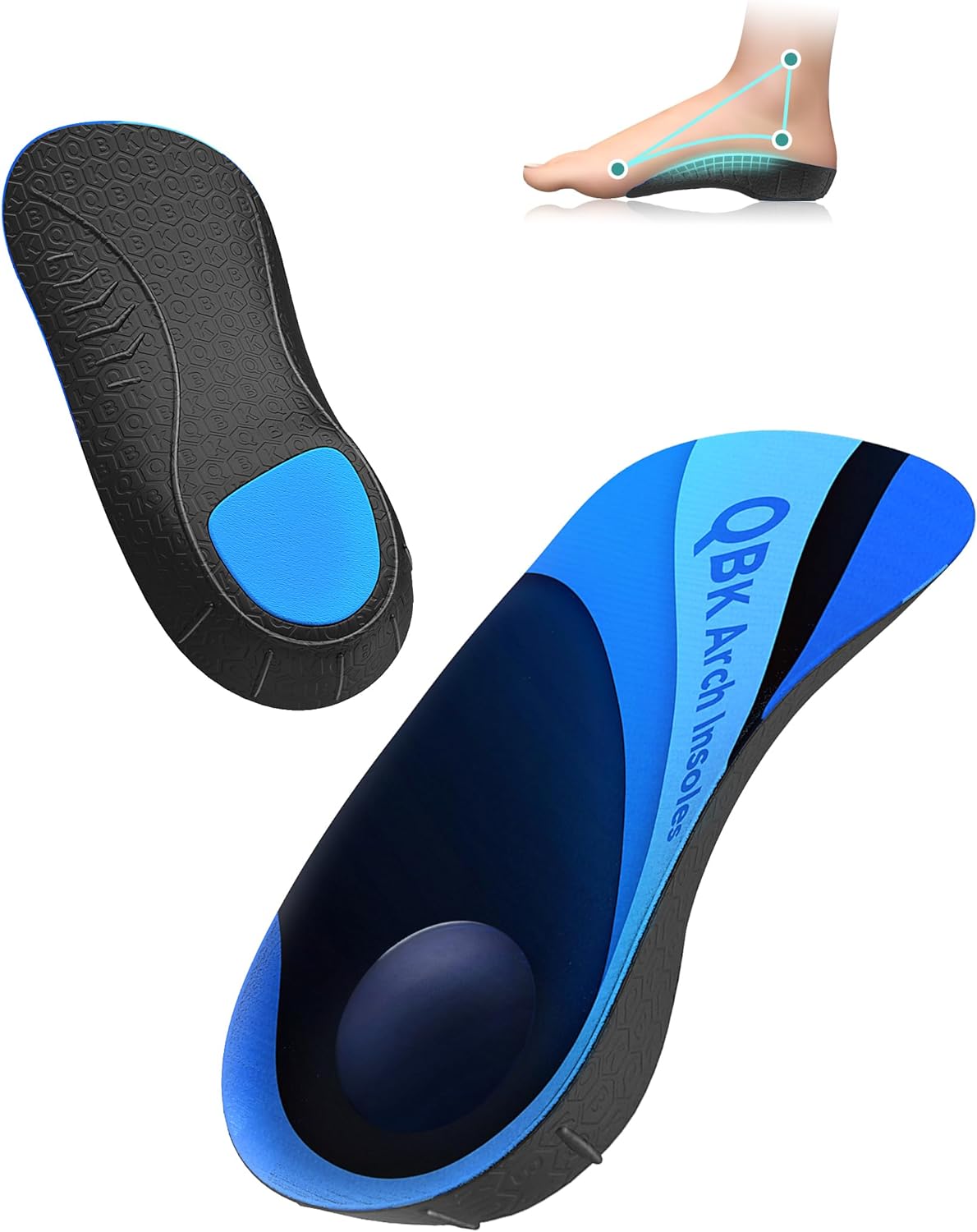 Heel Pain Relief, QBK Insoles for Standing All Day, Solving Plantar Fasciitis, Arch Collapse, Flat Heel Tendinitis, O-Shaped Leg, X-Shaped Leg, Standing All Day Working L