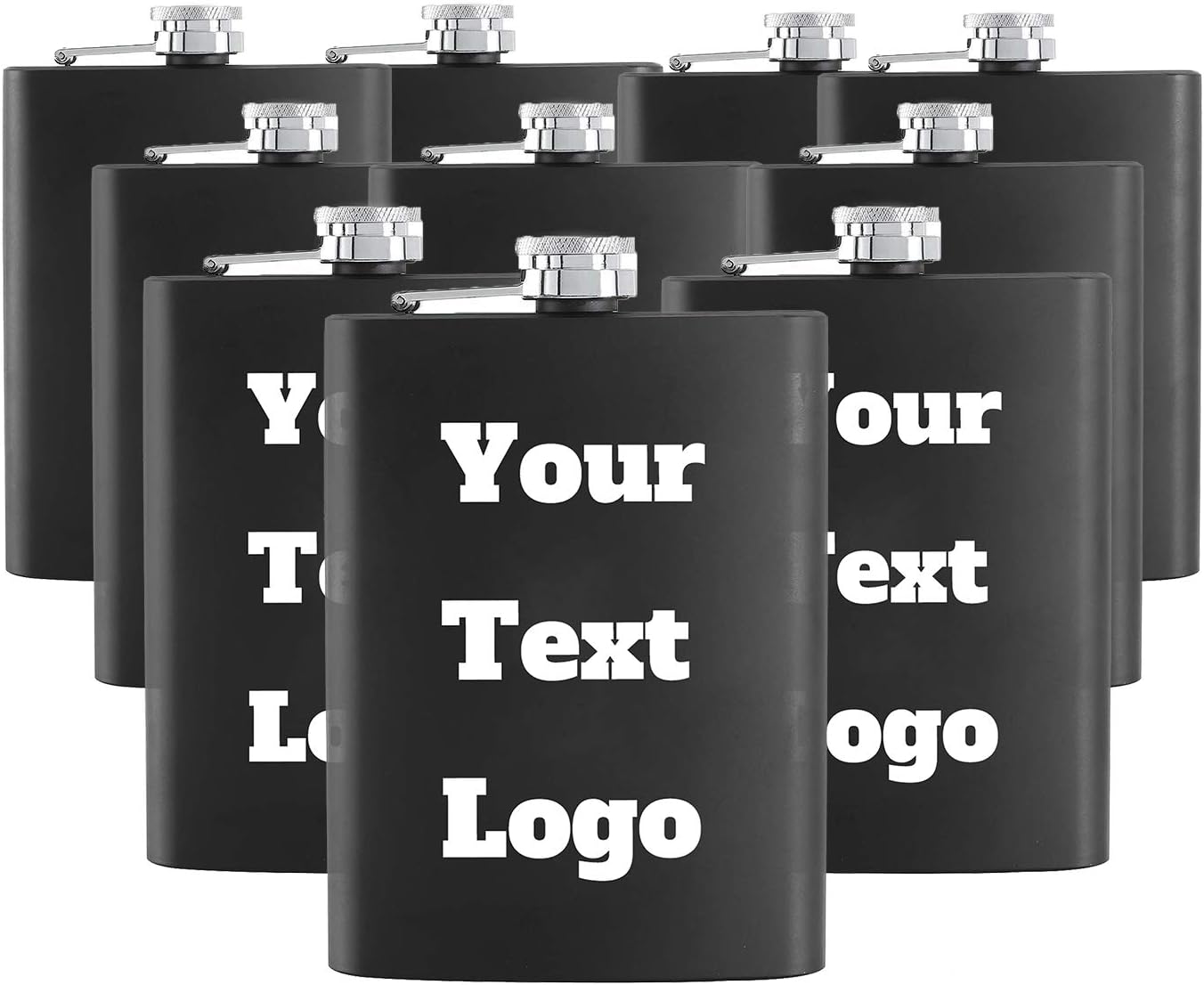 LYLBFOF 10pcs Personalized Flask Custom Hip Flask | Engraved Any Text/Logo | 8 Oz Stainless Steel Pocket Hip Flask for Shot Drinking of Alcohol, Whiskey and Vodka | Wedding Groomsmen Gift for Men