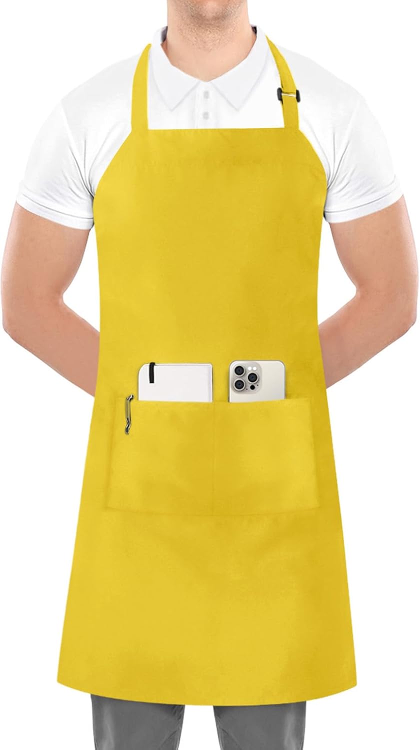 Utopia Kitchen 2 Pack Bib Apron, Adjustable with 2 Pockets, Water and Oil Resistant, Cooking Kitchen Chef Apron for Women Men