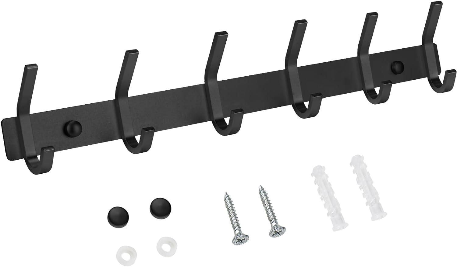 TICONN Wall Mounted Coat Rack - 6 Heavy Duty Dual Hooks All Metal Contemporary Coat Hanger for Jacket Coat Hat for Mudroom Entryway Bathroom (Black, 1PK)