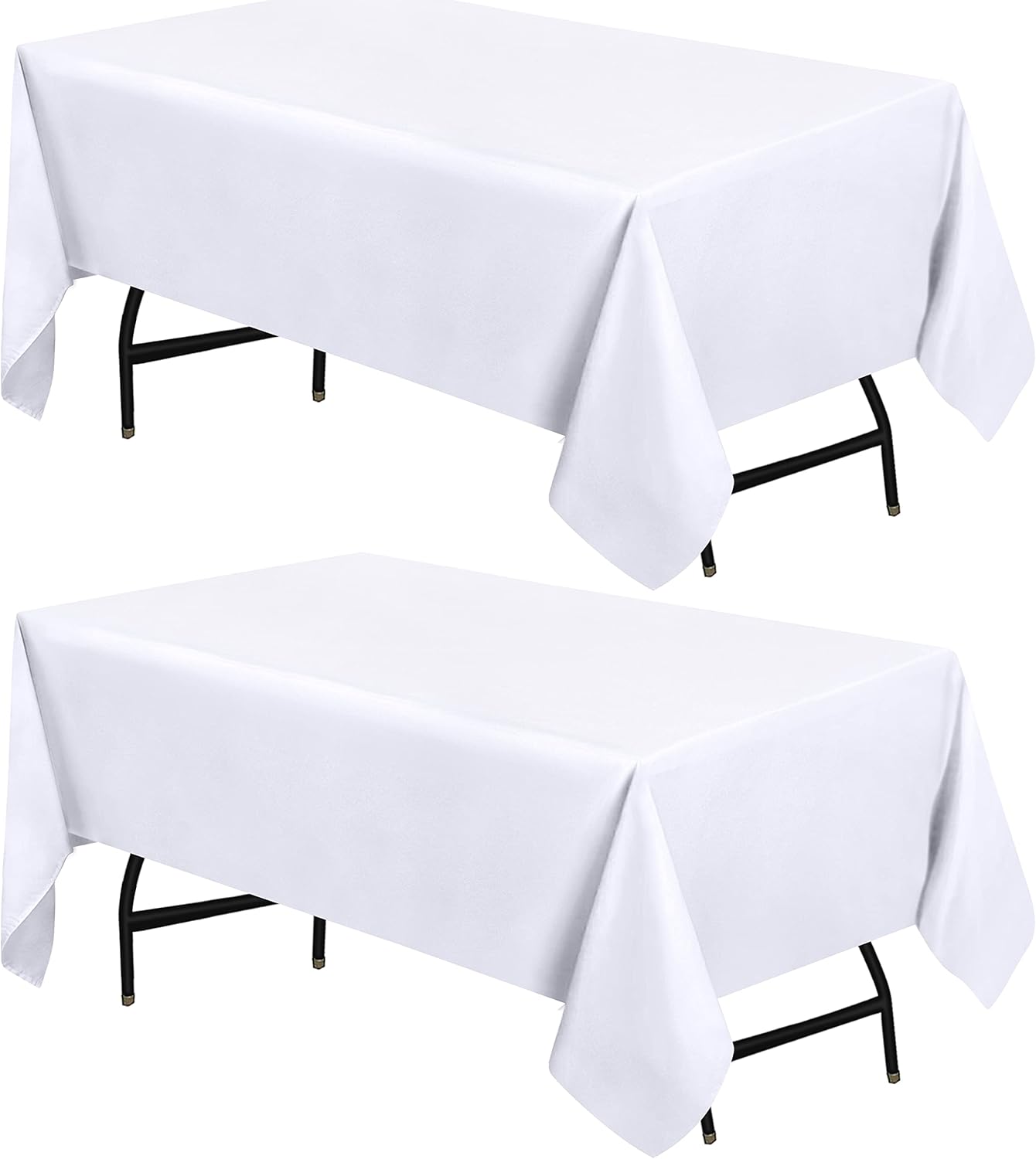 Utopia Kitchen Rectangle Table Cloth 2 Pack [60x84 Inches, White] Tablecloth Machine Washable Fabric Polyester Table Cover for Dining, Buffet Parties, Picnic, Events, Weddings and Restaurants