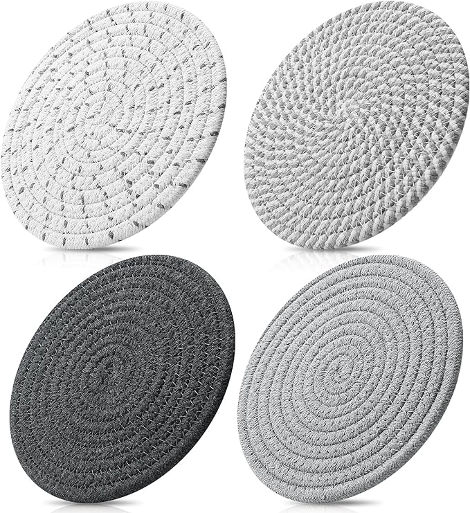 ME.FAN Trivets/Potholders [4 Set] Cotton Thread Weave Trivets for for Hot Pots and Pans - Large Coasters/Hot Pads/Hot Mats to Protect Desktop & Countertop - 7 Inch - Mix2