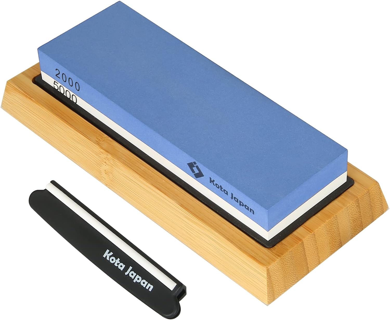 Combination Dual Sided 2000-5000 Grit Diamond Knife Sharpener Whetstone Set for Coarse Sharpening & Fine Polishing. Water Stone Kit | Adjustable Bamboo Holder Base | Precision Blade Guide