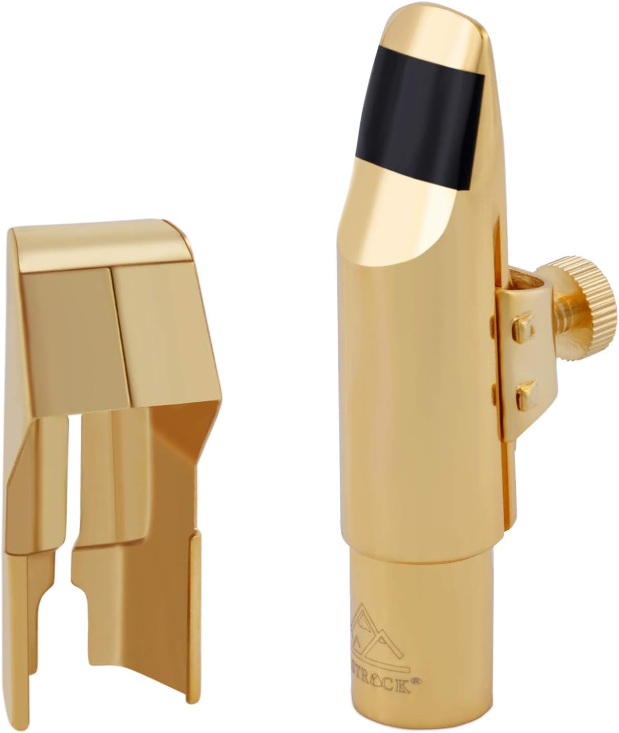 EASTROCK Alto Saxophone Mouthpiece with Cap Gold Plated Metal Mouthpiece for Saxophone Professionals and Beginners with Mouthpiece Pads 5#