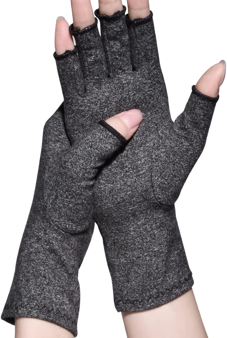 Pnrskter Arthritis Gloves,New Material, Compression for Arthritis Pain Relief Rheumatoid Osteoarthritis and Carpal Tunnel, Premium Compression & Fingerless Gloves (Dark Gray, S)