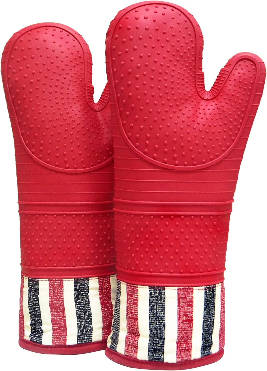 RED LMLDETA Heat Resistant 550 Degree Oven mitt, Silicone Oven Hot Mitts - 1 Pair, Extra Long Professional Baking Oven Gloves - Food Safe,Pot Holders Cooking,Grilling,Kitchen (red Mittens)