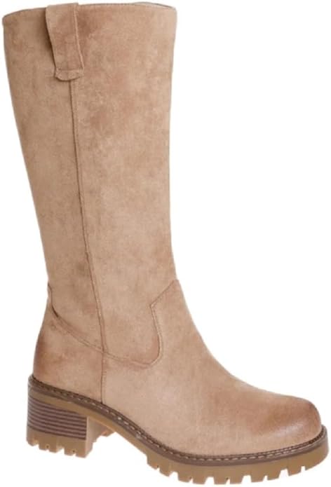 Pierre Dumas Solo Knee High Lug Booties for Women in Taupe