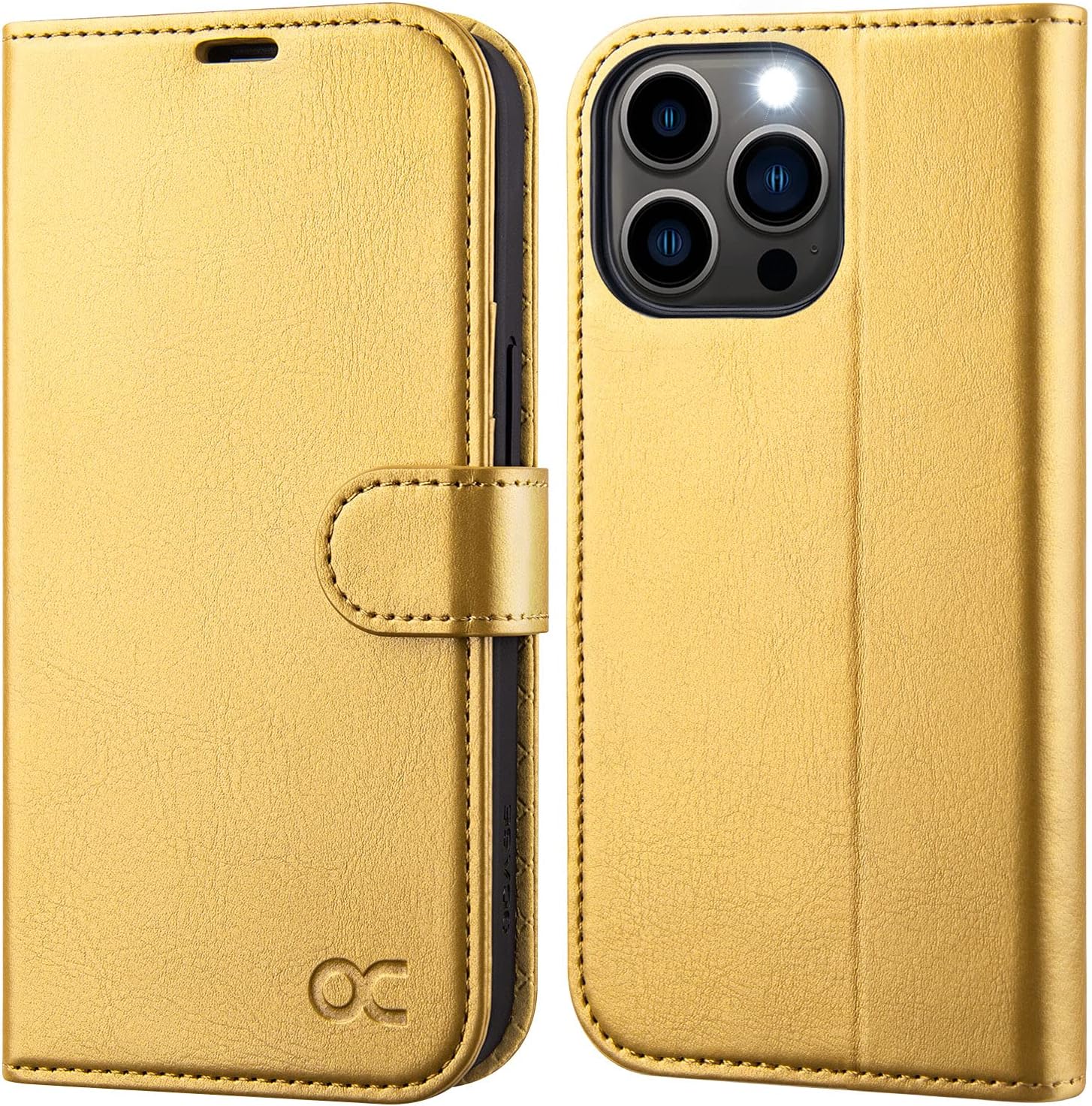 OCASE Compatible with iPhone 14 Pro Max Wallet Case, PU Leather Flip Folio Case with Card Holders RFID Blocking Stand [Shockproof TPU Inner Shell] Phone Cover 6.7 Inch 2022Golden Sunset