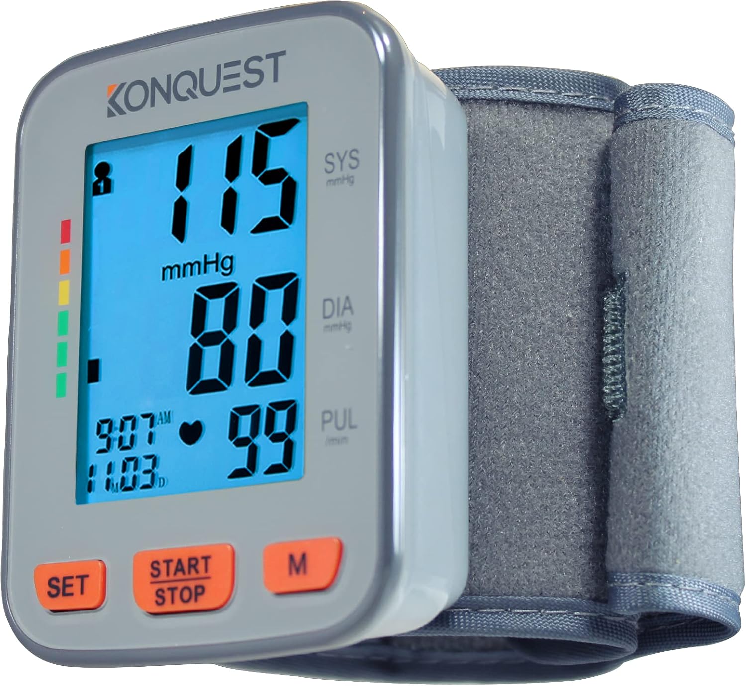 Konquest KBP-2910W Automatic Wrist Blood Pressure Monitor - Accurate - Adjustable Cuff, Large Screen Display - Portable Case - Irregular Heartbeat Detector - Tensiometro