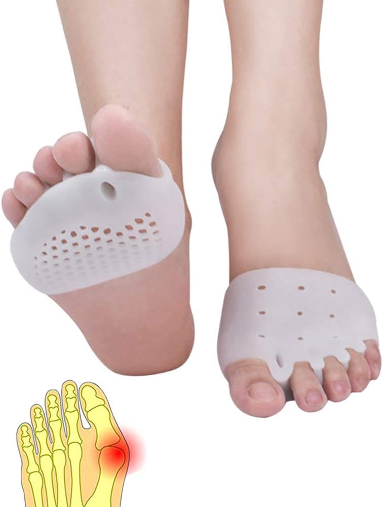 Ball of Foot Cushions, (4PCS) Metatarsal Pads, Toe Separator, Toe Spacers, Breathable & Soft Gel Foot Pads, Forefoot Pads for Mortons Neuroma Callus, Diabetic Feet, Blisters,