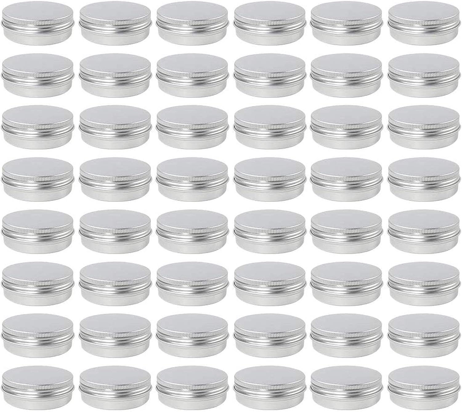 Moretoes 48 Pack 2 Oz Metal Round Tins Aluminum Tin Cans Containers with Screw Lid for Salve, Spices or Candies