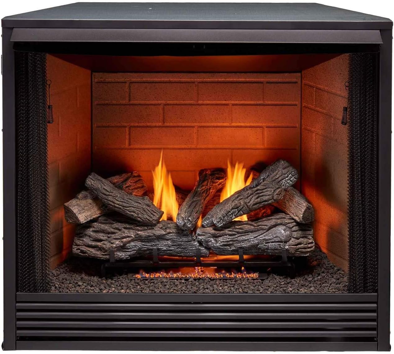 ProCom Dual Fuel Ventless Gas Firebox Insert with Mantle, Use with Natural Gas or Liquid Propane, Black