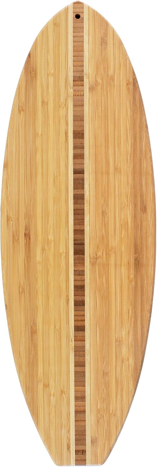 Totally Bamboo Surfboard Shaped Bamboo Wood Cutting Board and Charcuterie Serving Board, 23 x 7-1/2