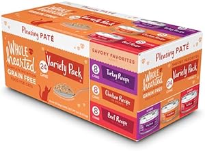 WholeHearted Grain Free Pate Savory Favorites Adult Wet Cat Food Variety Pack, 2.8 oz., Count of 24