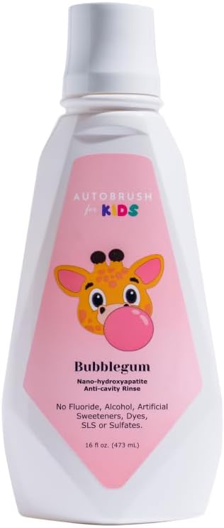 AutoBrush Kids Bubblegum Mouthwash, Anticavity Fluoride Free Rinse, Alcohol-Free, Gentle and Effective Oral Care, Bubblegum Flavor, 16 fl. oz (1)