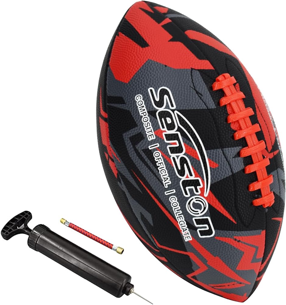 Senston Football Size 9/6 - Premium Composite Leather High School/Kids/Junior/Youth Football with Pump Size Football with Pump