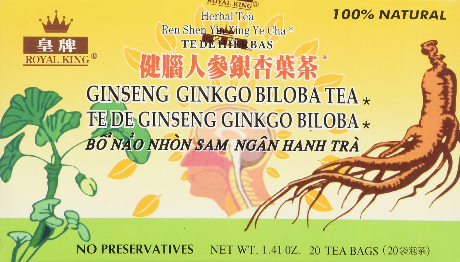 Royal King Ginseng Ginkgo Biloba Tea (20 Bags)