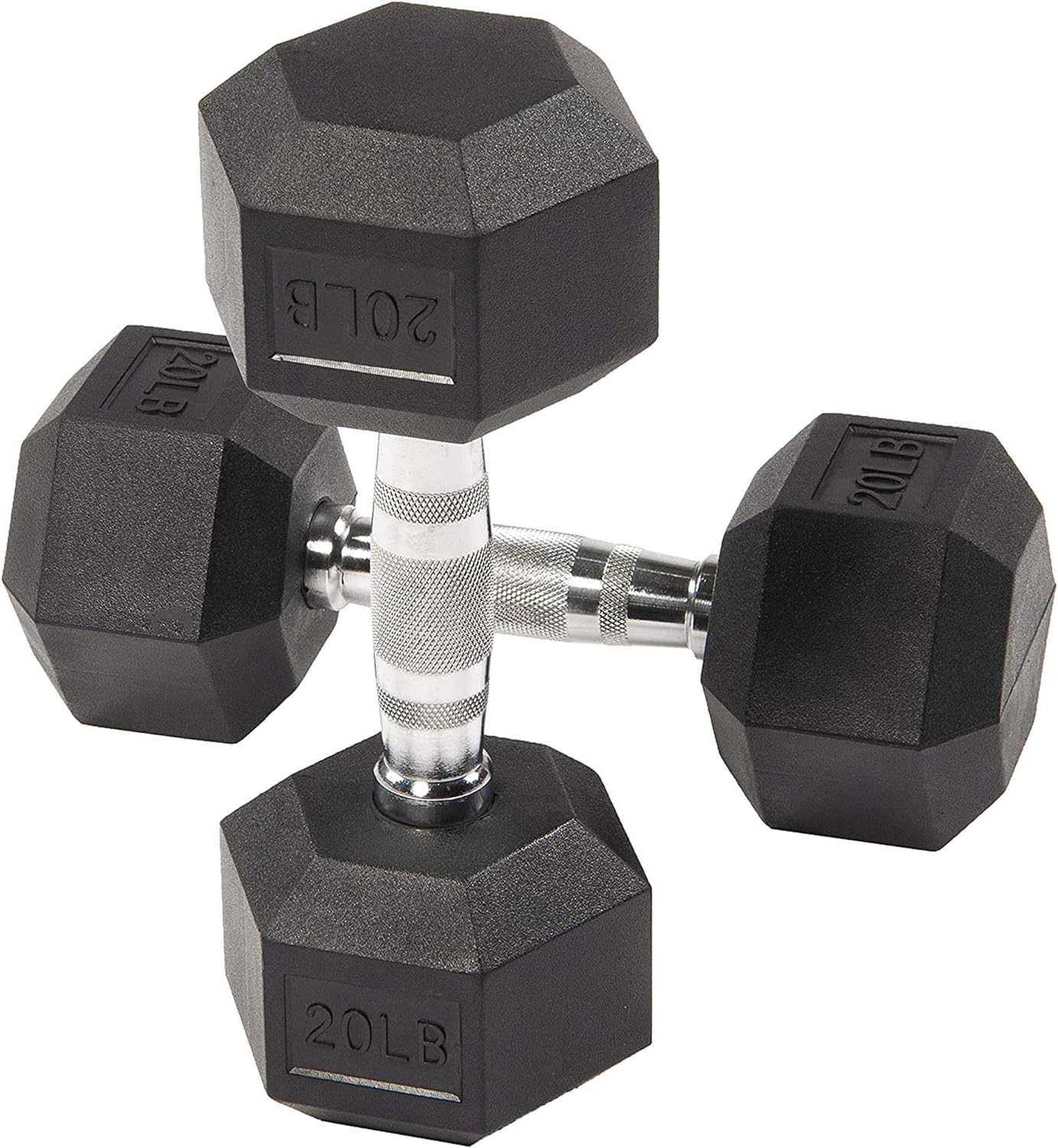 BalanceFrom Rubber Encased Hex Dumbbell in Pairs, Singles or Set