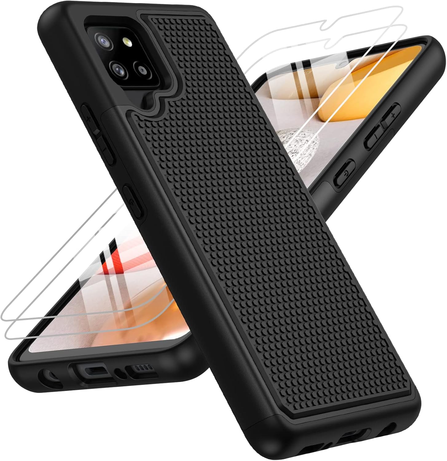 BNIUT for Samsung Galaxy A42 5G Case: Dual Layer Protective Heavy Duty Cell Phone Cover Shockproof Rugged with Non Slip Textured Back - Military Protection Bumper Tough - 6.6inch (Matte Black)