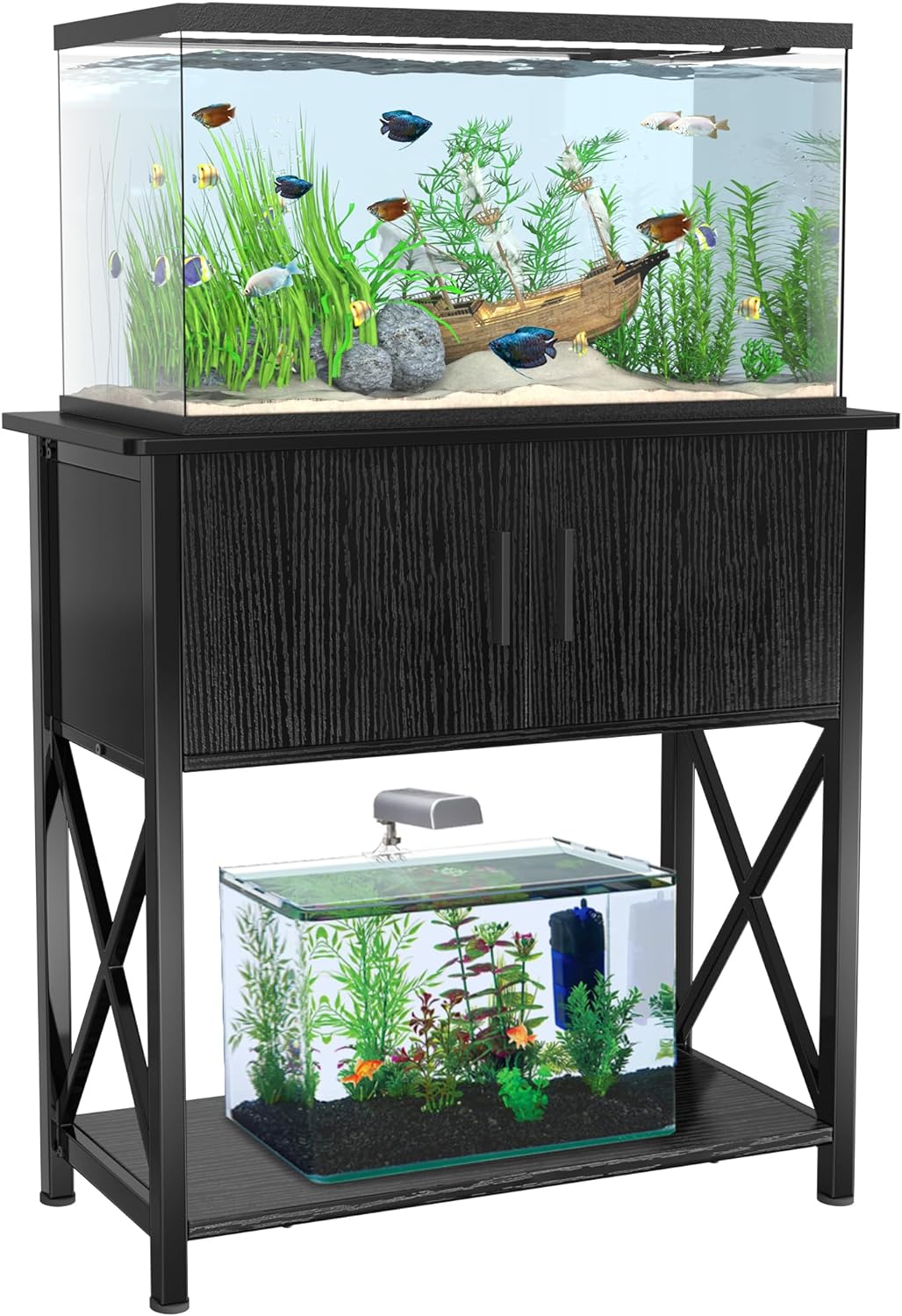 GDLF 29 Gallon Aquarium Stand Metal Fish Tank Stand with Cabinet for Accessories Storage,30.7" L*12.6" W Tabletop,330LBS Capacity