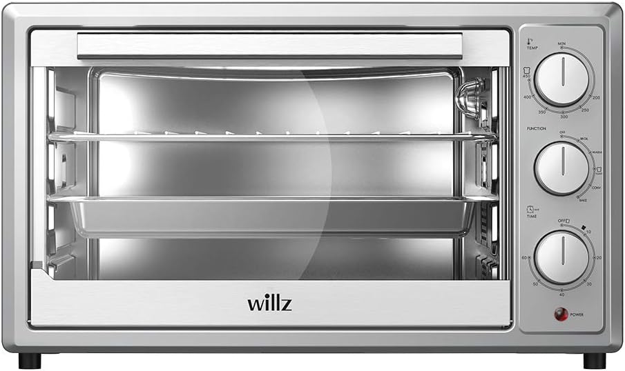 Willz WTH1215S4MC15 Countertop Toaster Oven, Pull Down Door Handle, 5 Cooking Programs, Minutes Timer, 1500W/120Volts, 42L Manual, Stainless Steel