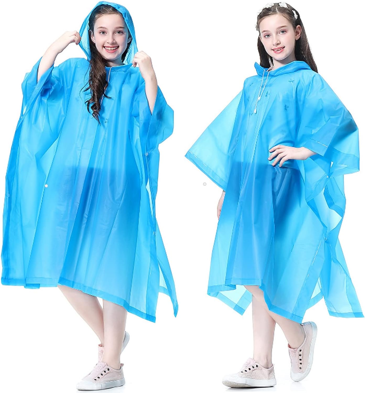 Rain Ponchos Raincoats for Kids, 2 Pack Emergency Rain Jacket with Drawstring Hood for Boys Girls Disney Travel Outdoors